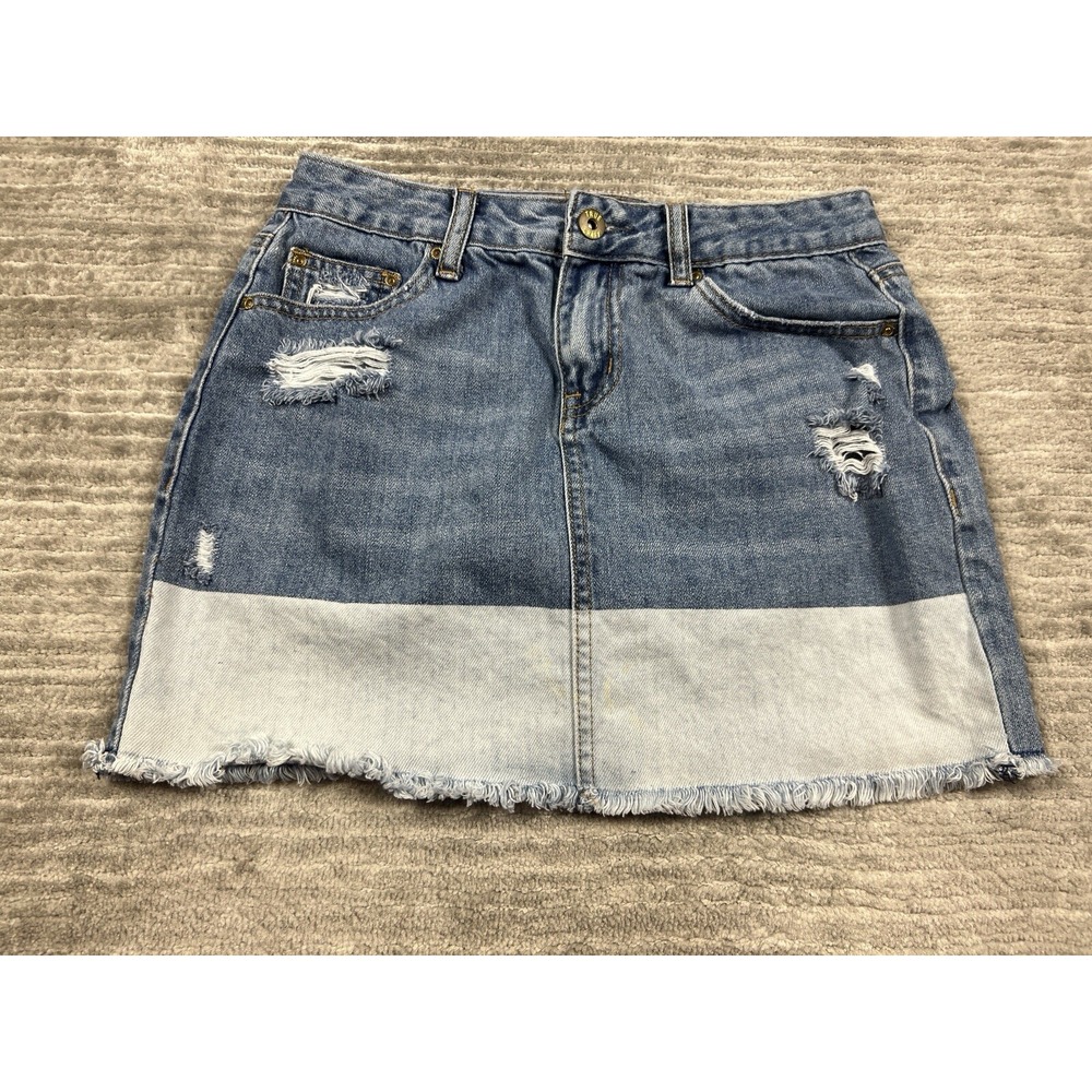 True Craft Skirt Juniors 3 Blue Denim‎ Mini 100% Cotton Casual - Picture 3 of 12